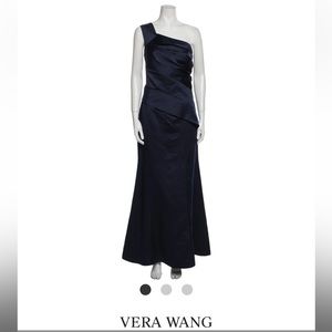 Navy blue one shoulder gown White by Vera Wang
